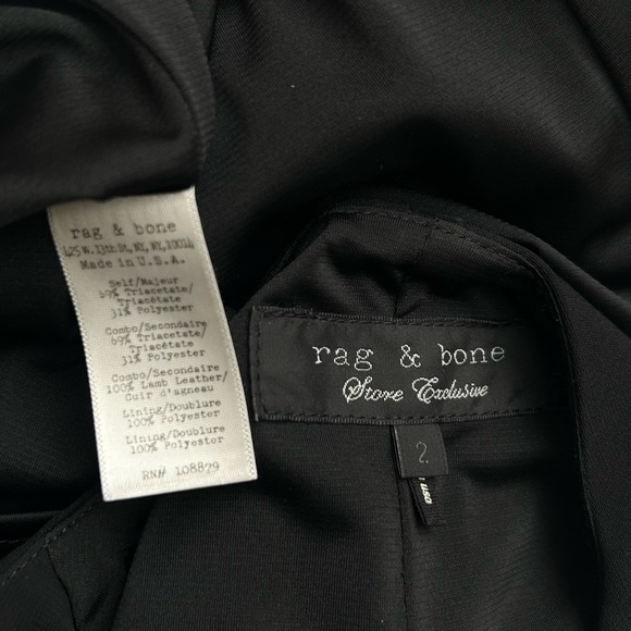 Rag & Bone Rae Mini Dress Leather Trim Black Sleeveless Asymmetrical Size 2 - Picture 8 of 9